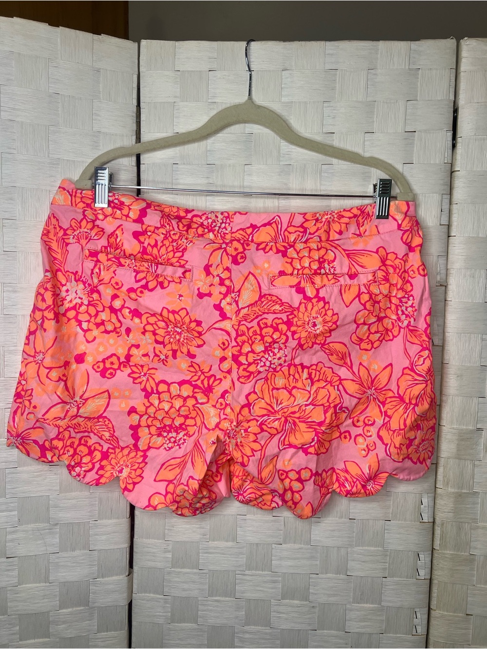 Lilly Pulitzer Pink & Orange Floral Scallop Hem Shorts - Picture 9 of 11